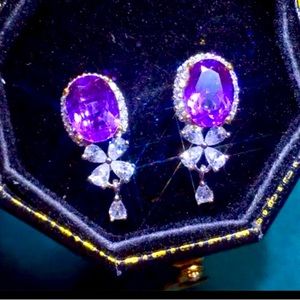 Pretty deep purple earrings in silver tone/evening wear